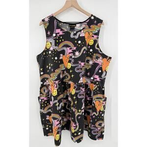 Nooworks Better Days Rainbow Hearts Print Big Pocket Dress Sleeveless Mini 3XL
